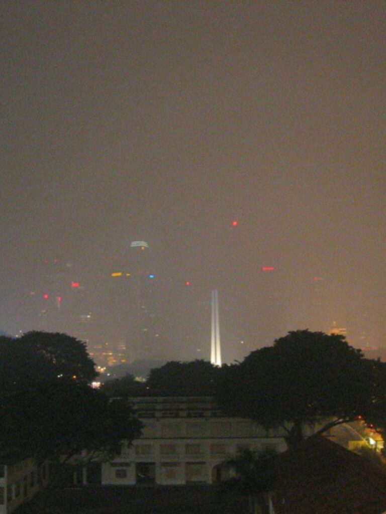 Image of haze in Singapore at night
