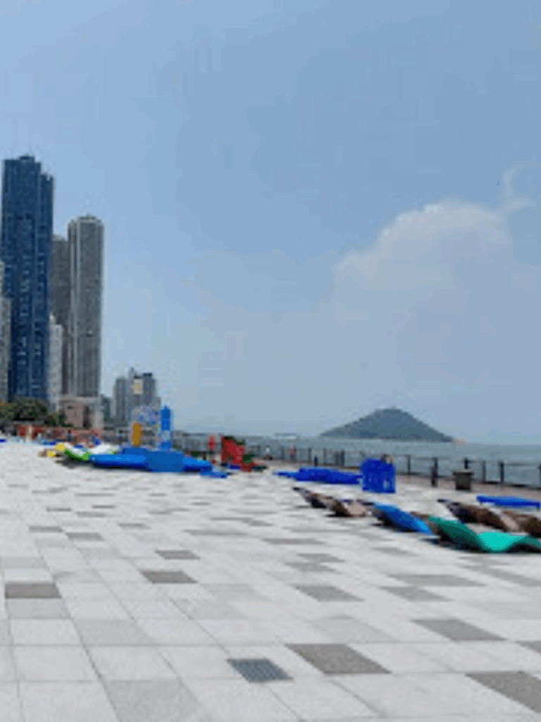 Bean bags on the waterfront promenade at Belcher Bay Park, Kennedy Town