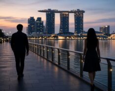 Image of a couple walking apart at Marina Bay Waterfront - divorce singapore
