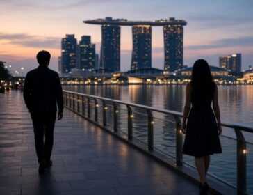Image of a couple walking apart at Marina Bay Waterfront - divorce singapore