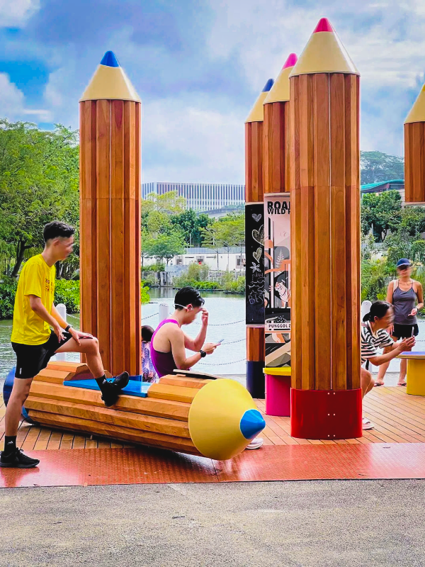 Image of giant pencil play space at Punggol Waterway - outdoor playground singapore