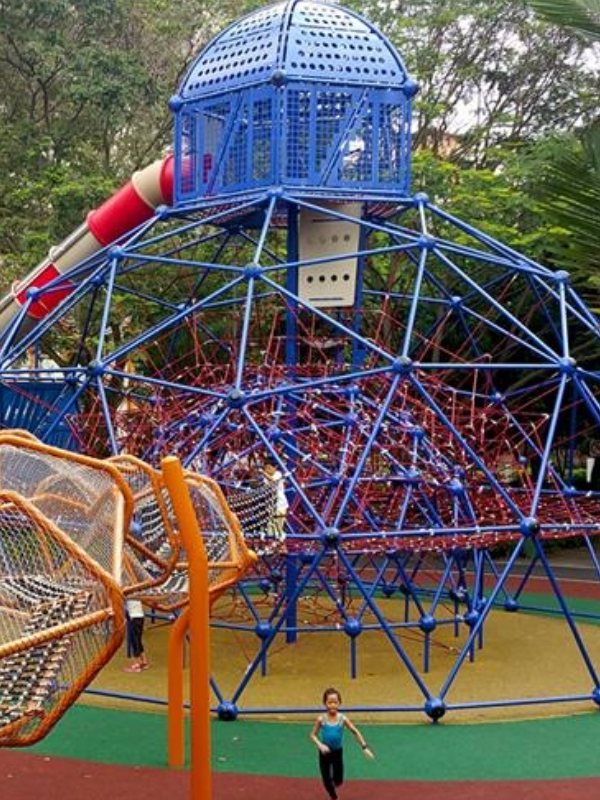 Image of giant blue climbing dome at Circle Green Park - outdoor playground singapore