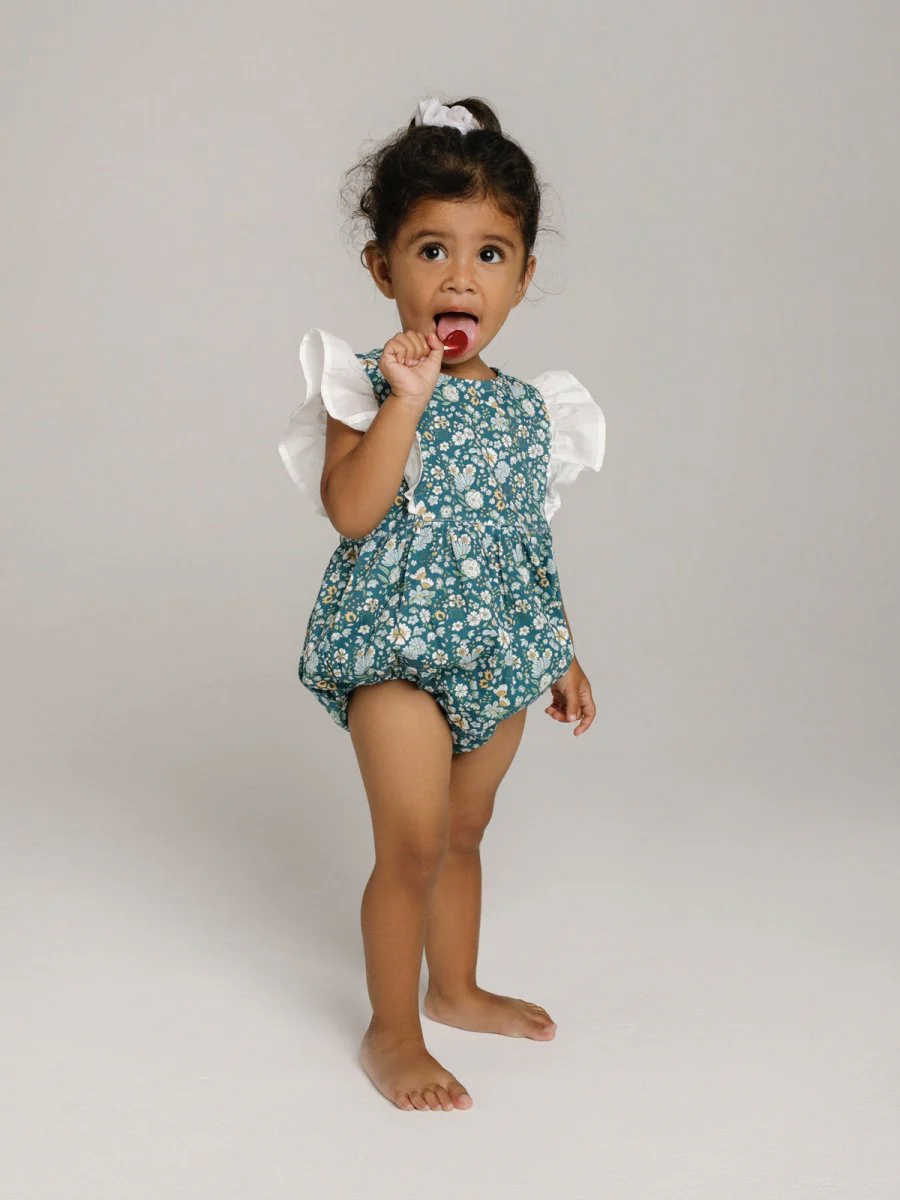 Flower romper in Blue by bali bebe