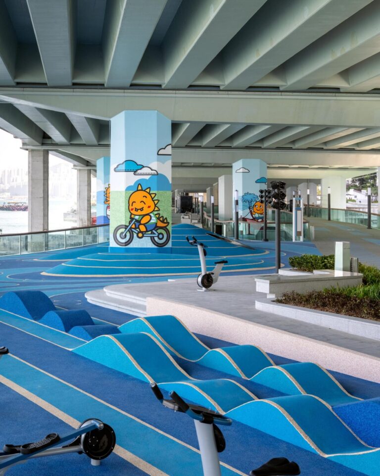 Wave-shaped scooter track under the flyover on the East Coast Boardwalk in North Point