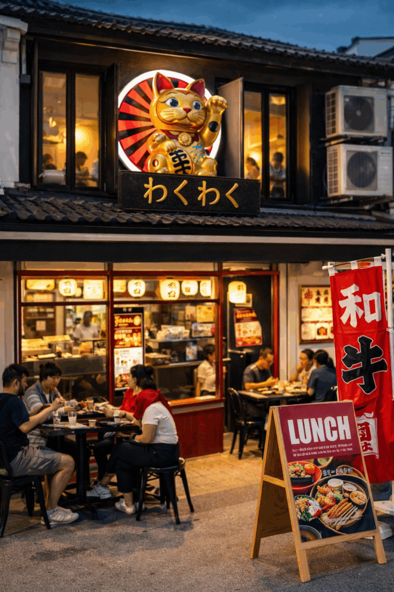 The entrance facade of Wakuwaku Yakiniku in Singapore
