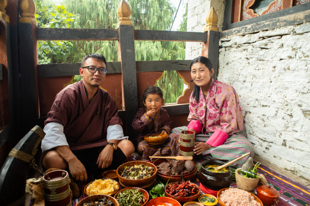 Family With Food Bhutan
