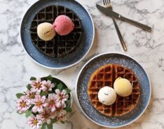 Image of ice cream and waffles from Holy Cow Creamery