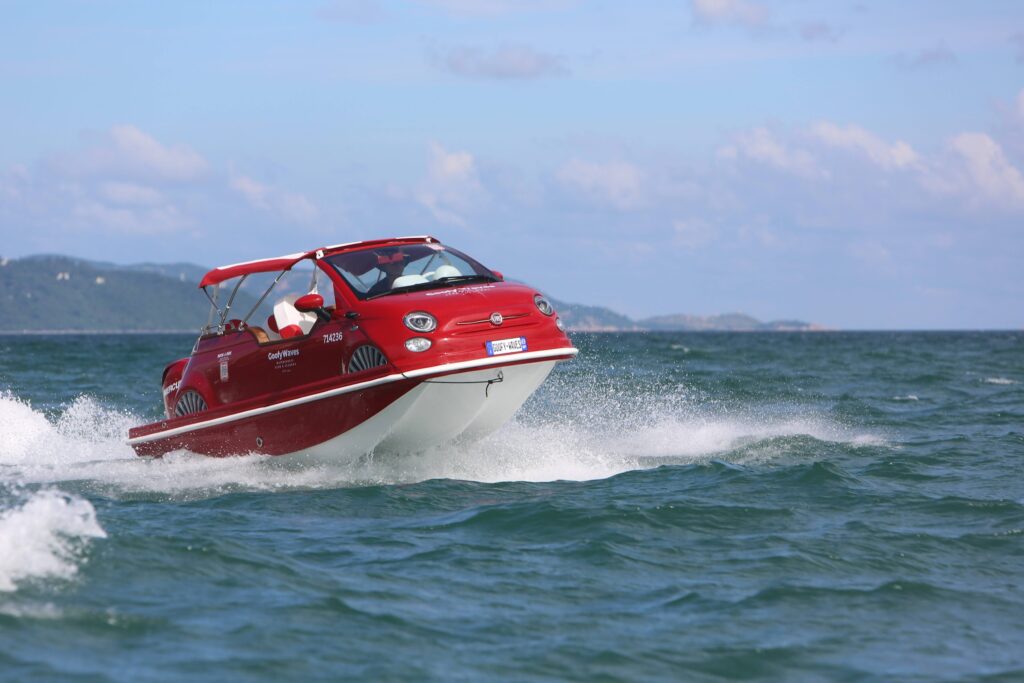 Red Fiat 500 Boat In Hong Kong
