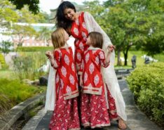Image of mum with kids in Indian sarees from Nimbu - indian costume singapore