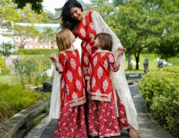 Image of mum with kids in Indian sarees from Nimbu - indian costume singapore