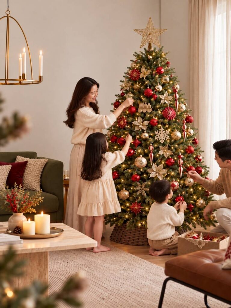 Artificial Christmas tree and festive decorations from Speckled Space in Singapore