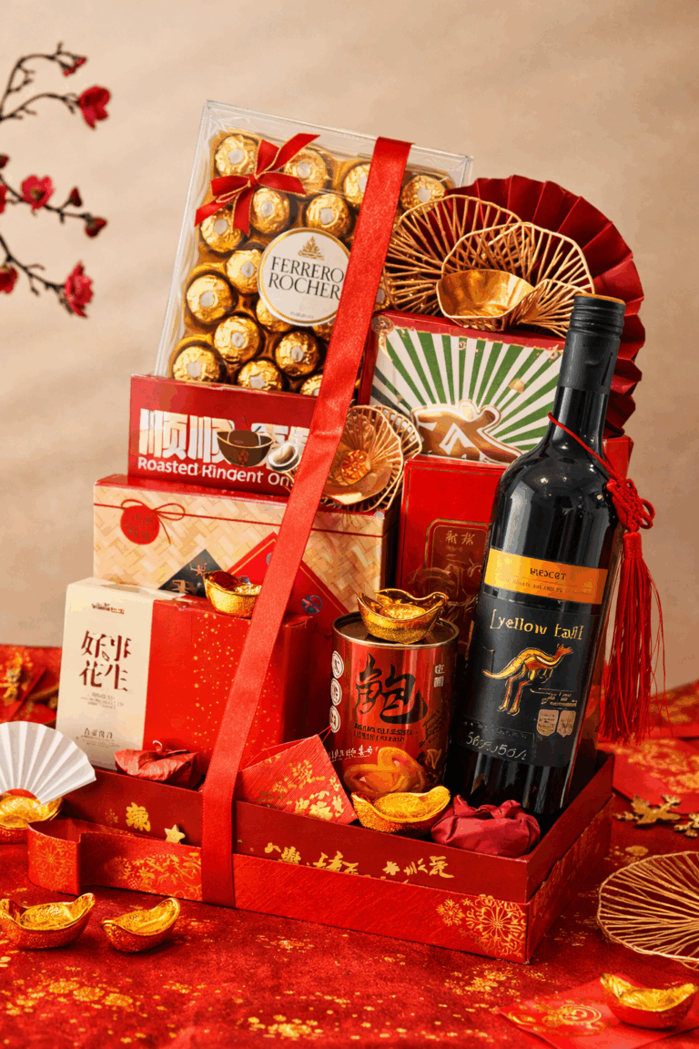 FNP Chinese New Year hampers in Singapore with traditional festive snacks and gift baskets for CNY 2026