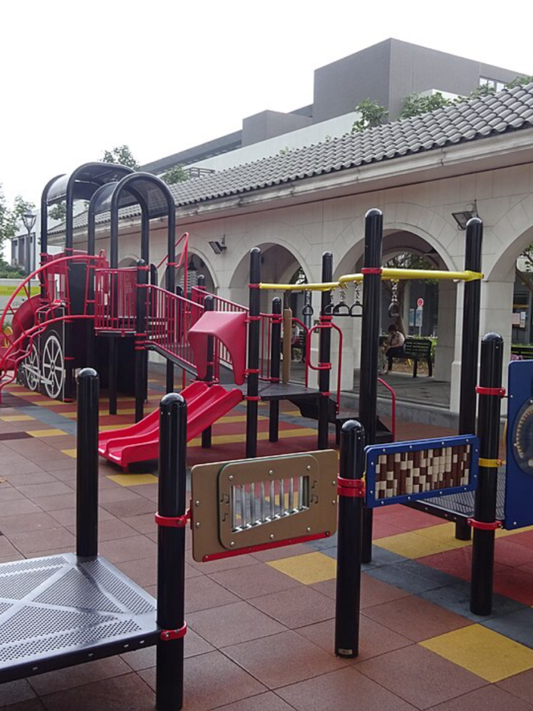 Playground beside the colonnade at Sun Yat Sen Memorial Park in Sai Ying Pun