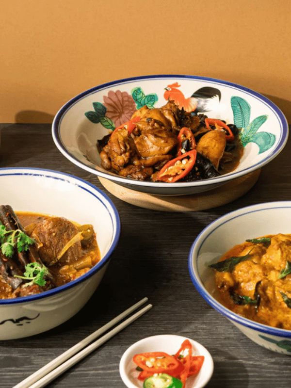 selection of dishes from shiok healthy tingkat in singapore