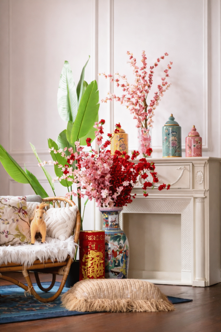 Festive themed set for Chinese New Year family portrait at White Room Studio in Singapore.