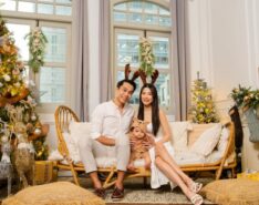 Image of family at white room studio - christmas card photography singapore