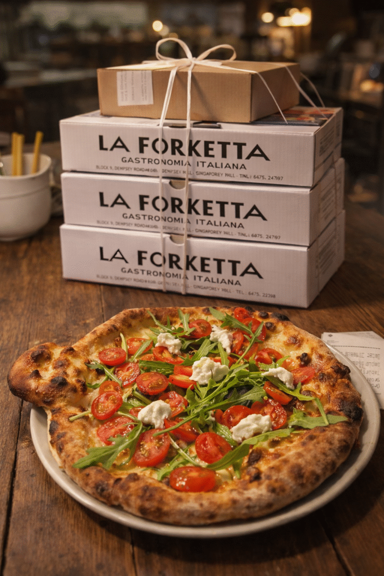 Italian pizza with fresh toppings served at La Forketta in Dempsey Hill, Singapore