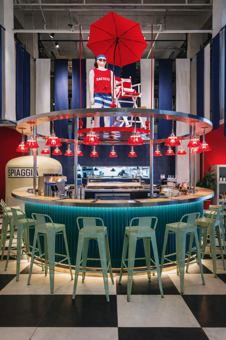 Whimsical Italian restaurant interior at Torno Subito in Dempsey Hill, Singapore