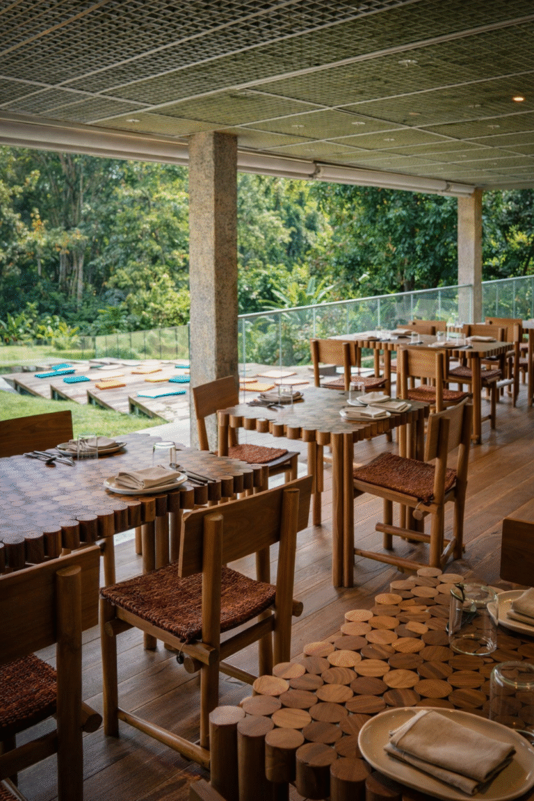 Open-air dining space surrounded by greenery at Air restaurant in Dempsey Hill, Singapore