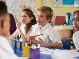 multicultural students in a classroom setting