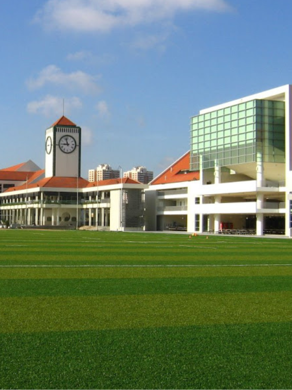 external view of Raffles Institution and front oval