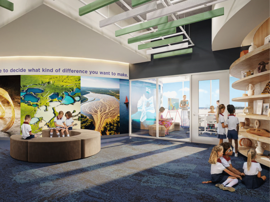 common area at RDAS featuring children interacting together