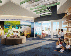 common area at RDAS featuring children interacting together