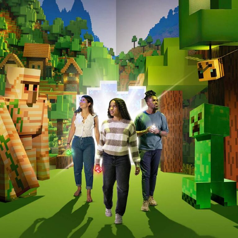 Minecraft immersive experience with interactive gameplay at Mandai