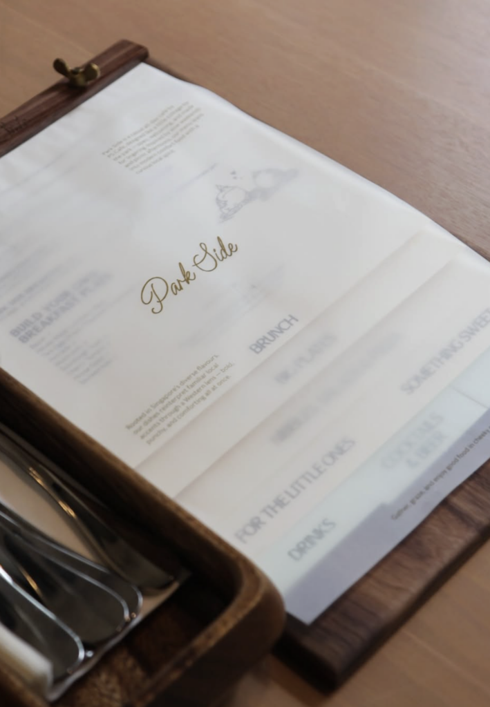 Park Side Cafe in Singapore - Menu