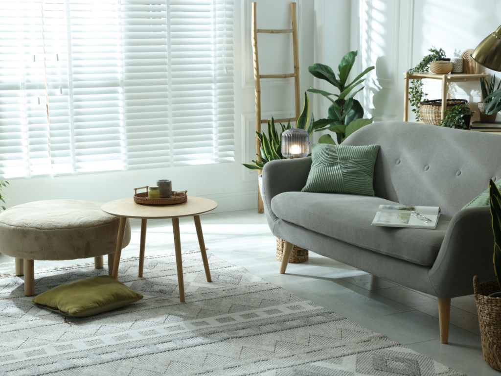 Beautifully designed lounge room with a couch and coffee table