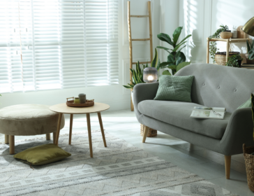 Beautifully designed lounge room with a couch and coffee table