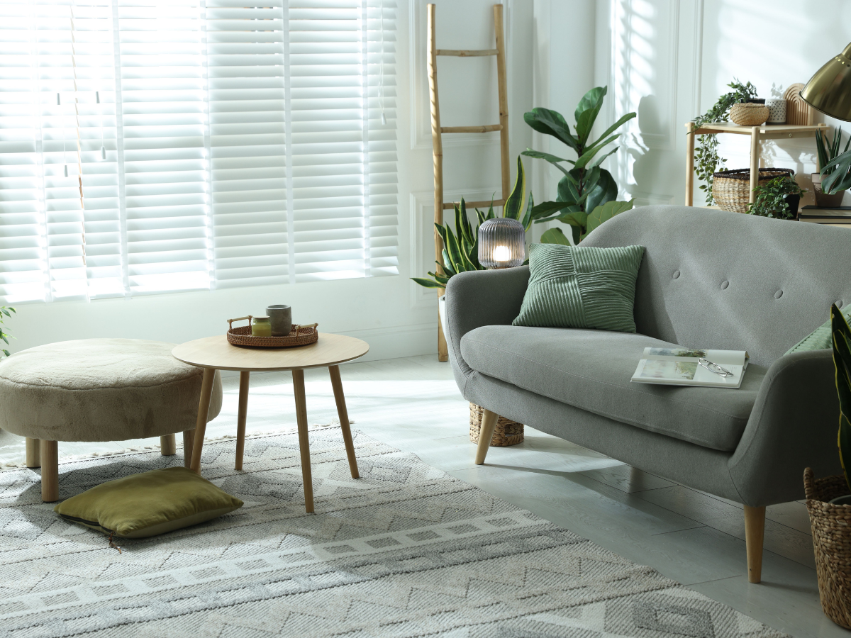 Beautifully designed lounge room with a couch and coffee table