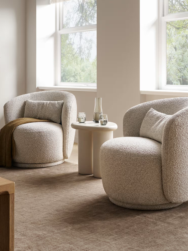 cream boucle chairs from Castlery in Singapore Little Steps