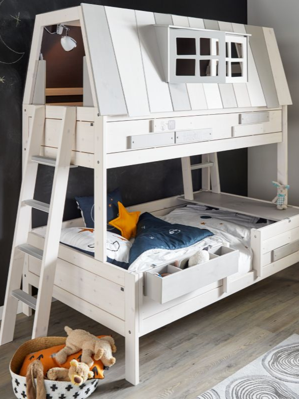 spaceship bunk bed for children in white
