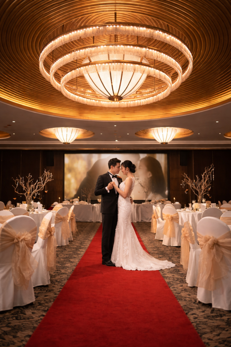 Luxury wedding reception at The Ritz-Carlton Millenia Singapore.