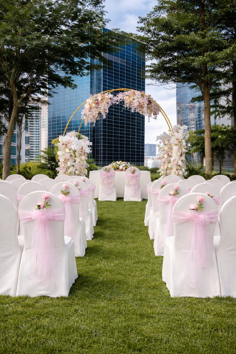 Garden wedding ceremony setup at Oasia Hotel Novena Singapore
