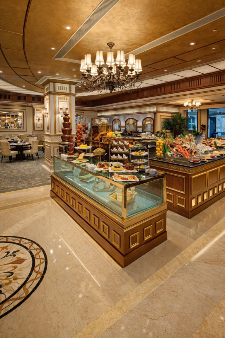 European-style breakfast buffet at Praha Restaurante in Harbourview Hotel Macau with classic dining decor
