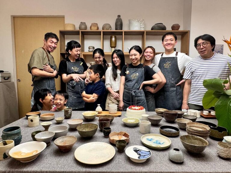 Pottery wheel class shaping clay at The Potters Guilt Singapore