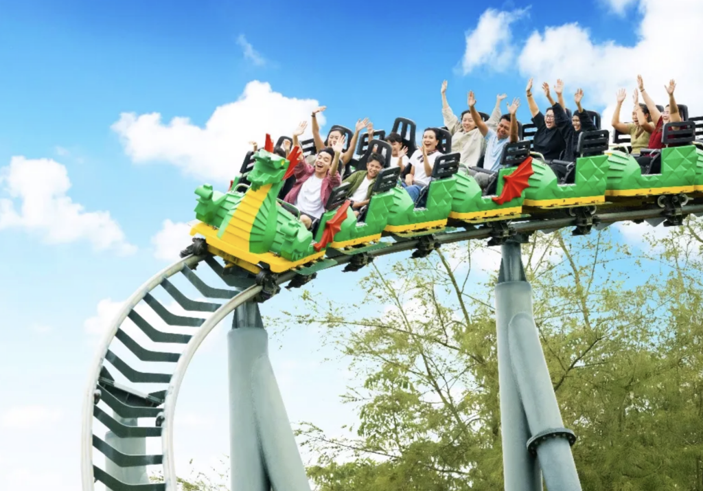 Image of kids on roller coaster at Legoland Malaysia
