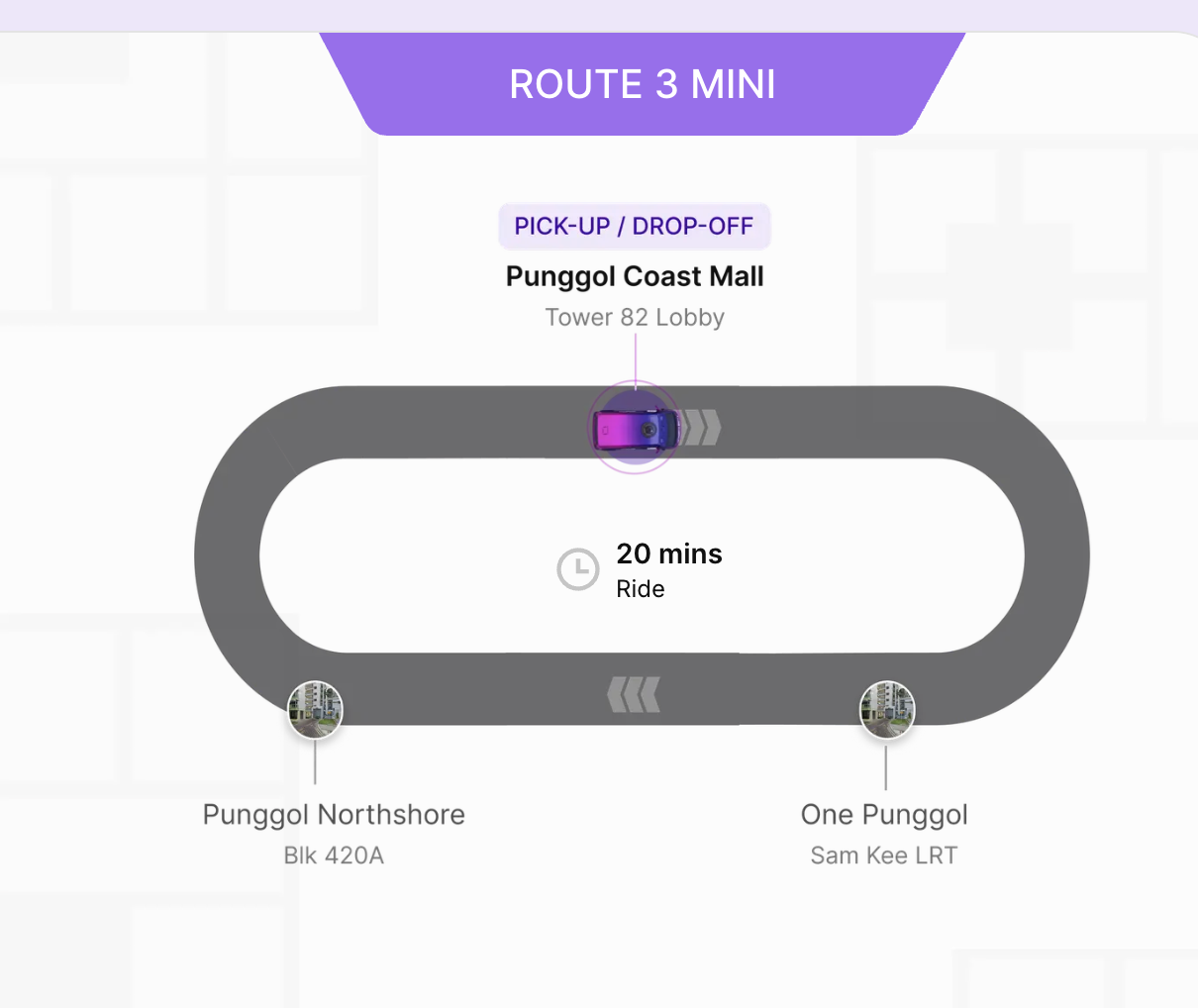 Image of mini route for AIR GRAB shuttle in singapore