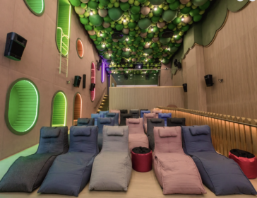 Dreamers family-friendly cinema hall at Shaw Lido Singapore with beanbag seating and play area