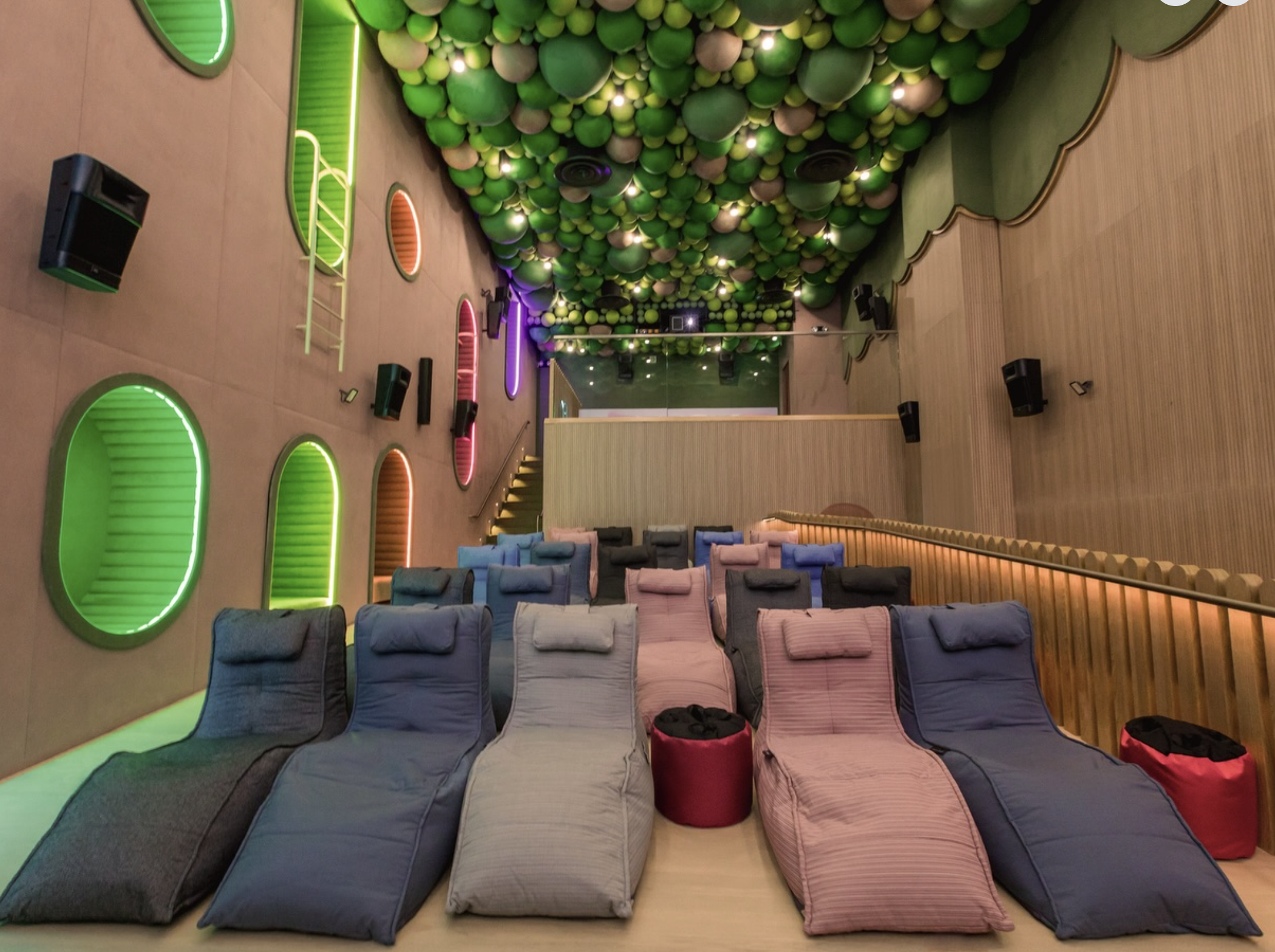 Dreamers family-friendly cinema hall at Shaw Lido Singapore with beanbag seating and play area