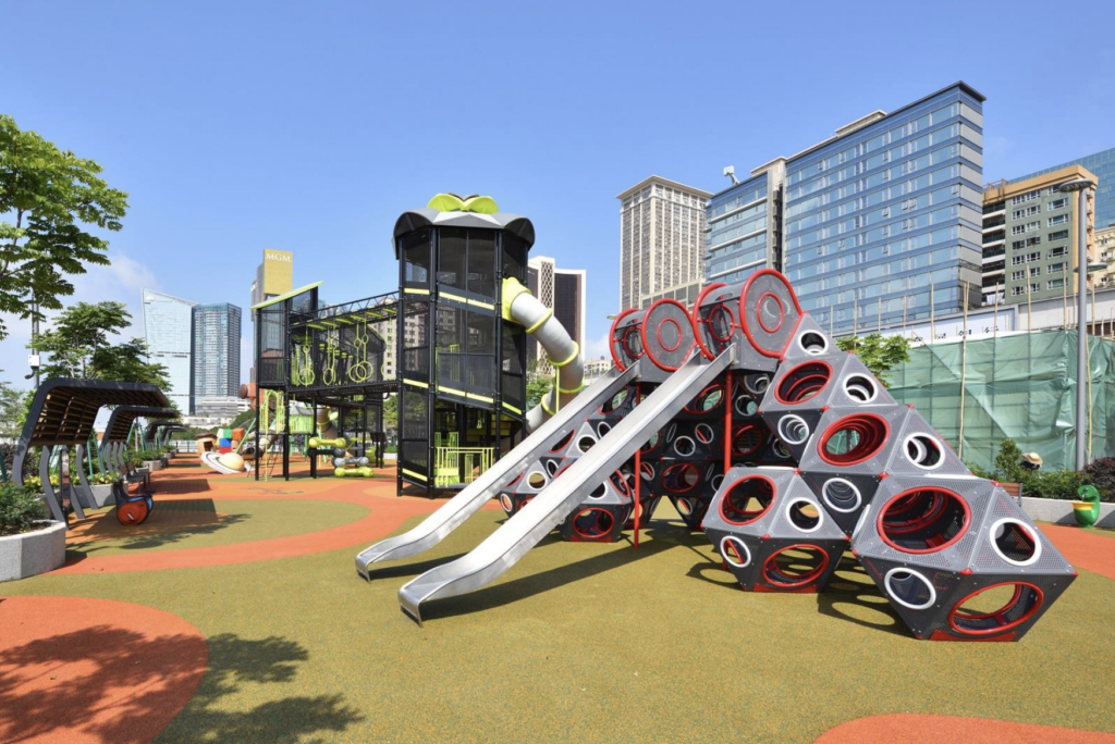 Macao Waterfront Playground In Macao + Kids playing at Kun Iam Statue Waterfront Leisure Area playground in Macau