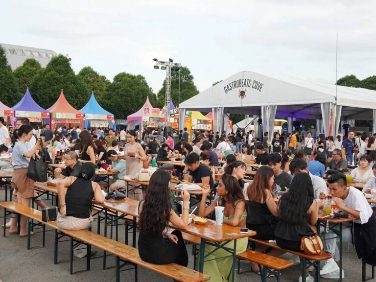 Families enjoying food and live music at GastroBeats Singapore