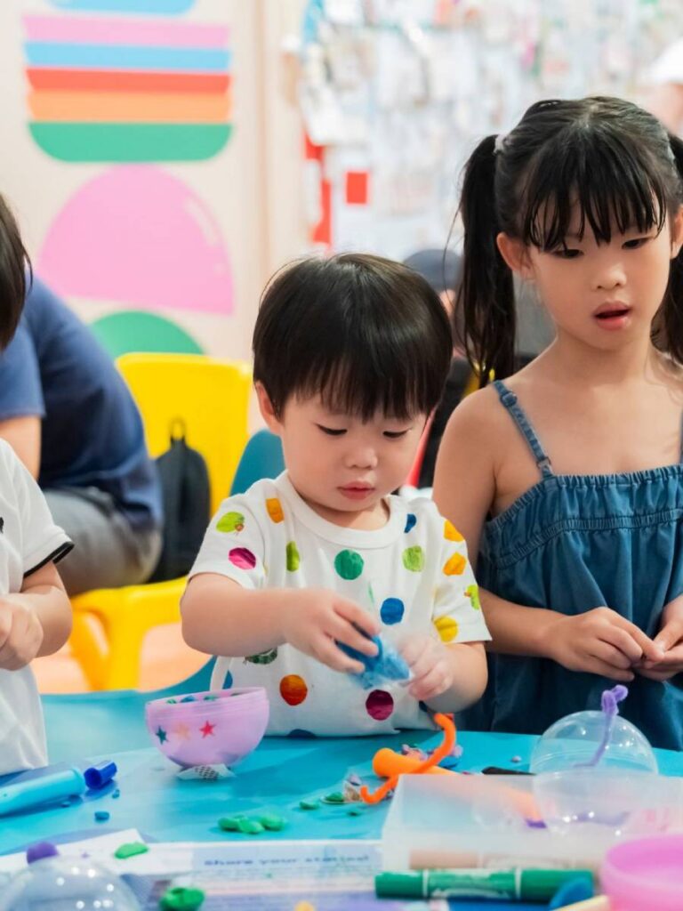 Children enjoying sustainability-themed activities during Children’s Season Singapore
