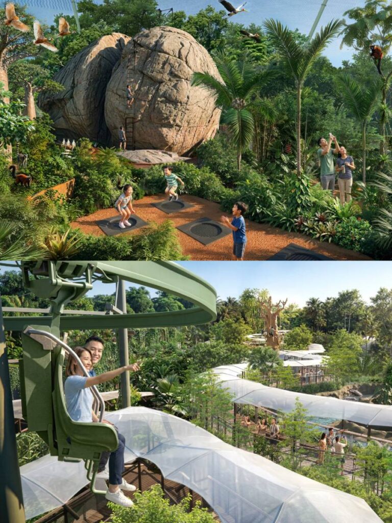 Families exploring rainforest wildlife experiences at Mandai Singapore