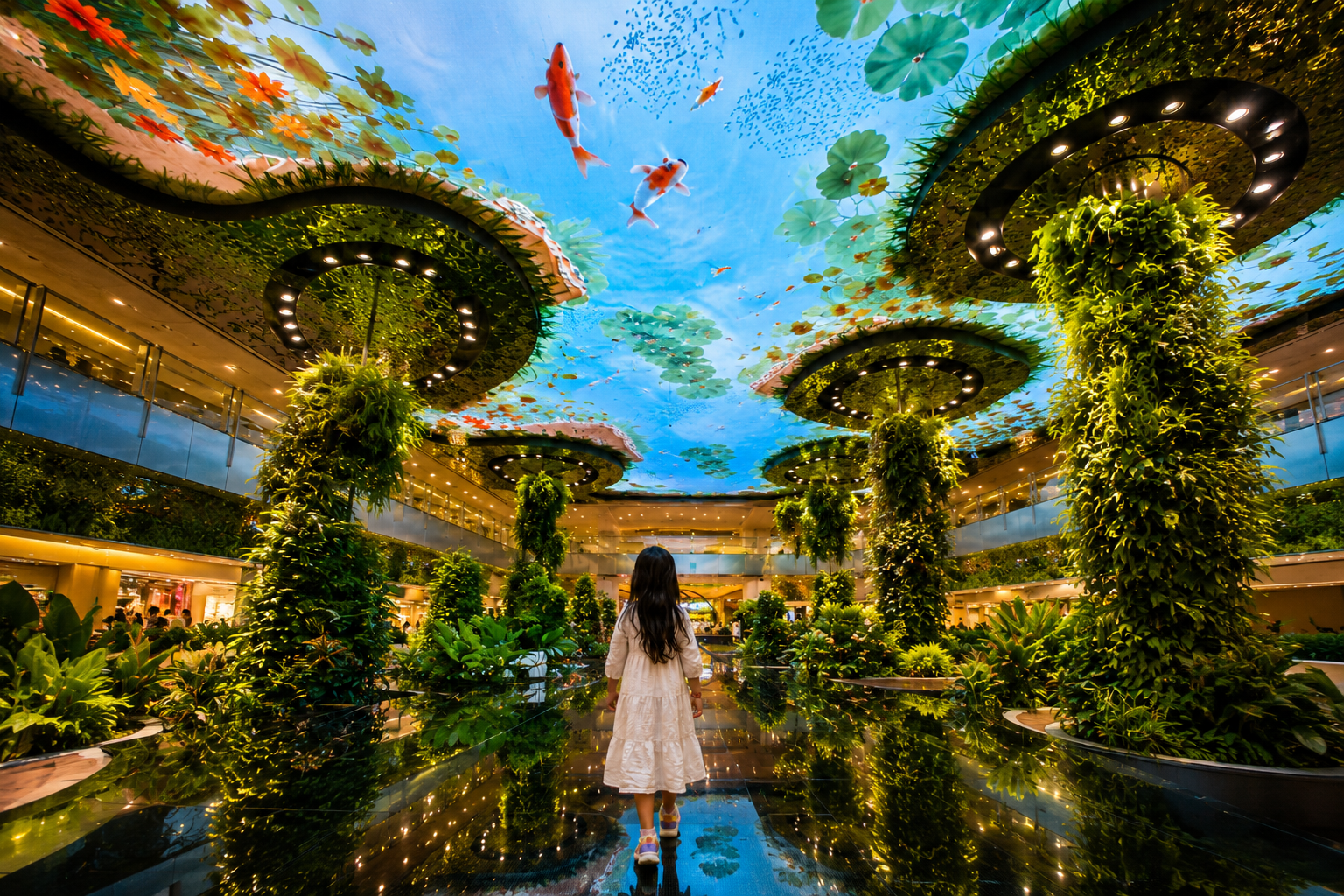 Child exploring the immersive Dreamscape garden at Jewel Changi Airport Singapore, one of the best attractions for kids