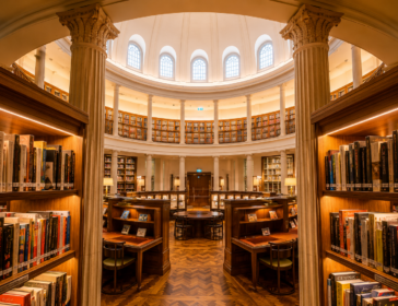 Aesthetic library interior of rotunda library in Singapore
