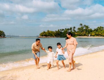 Image of family on Sentosa beach - things to do in Sentosa with kids