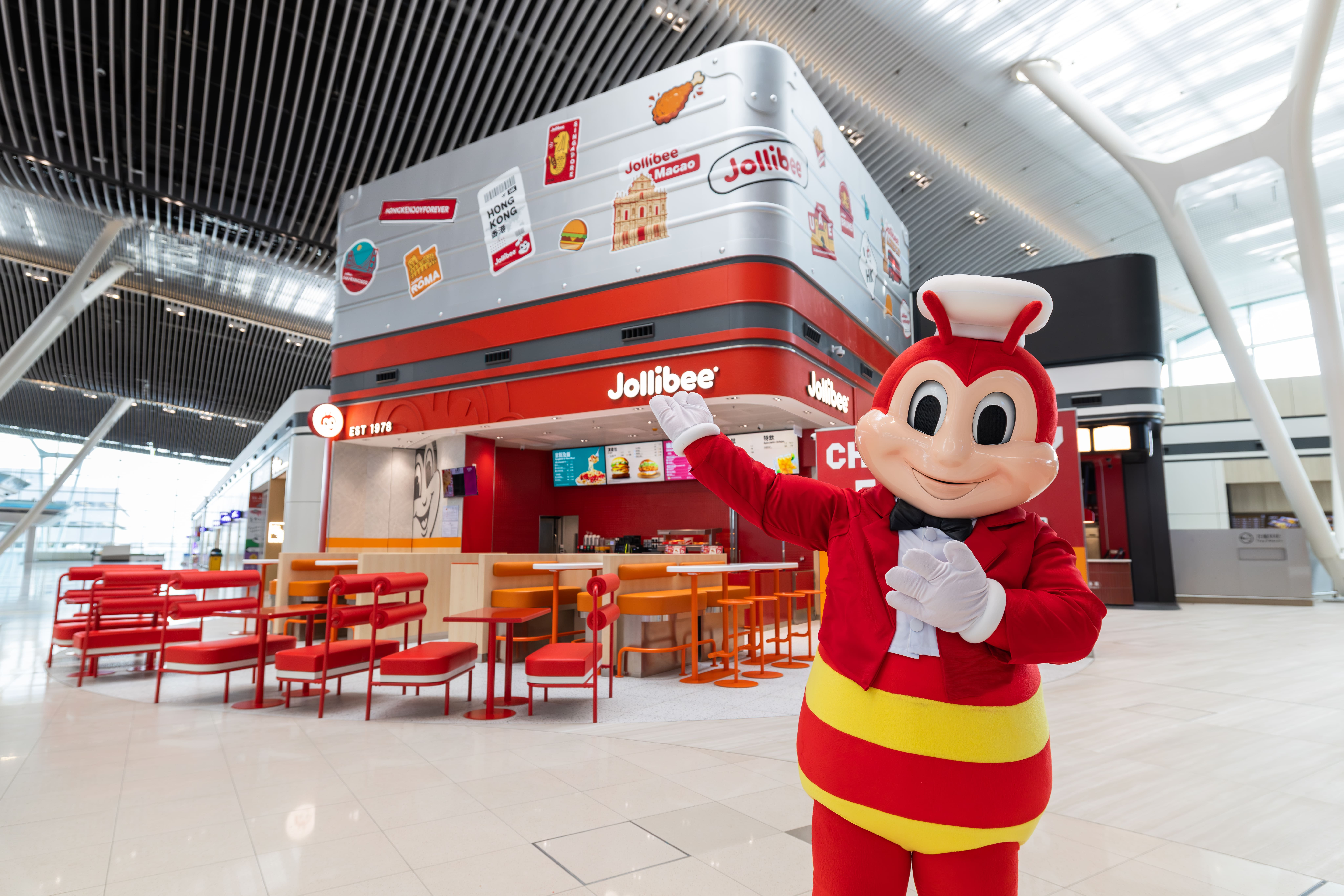 Jollibee Opens At HKIA Terminal 2 With a Suitcase-Themed Store Design